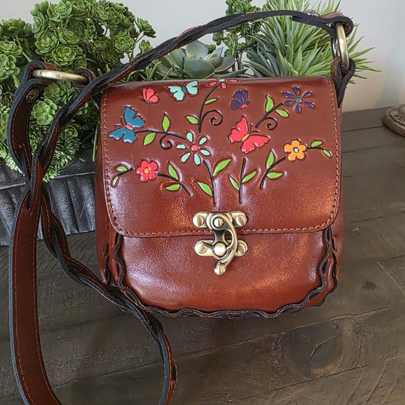 Handbags - Patricia Nash Hand Painted Leather Butterfly Aida Crossbody/Shoulder Bag